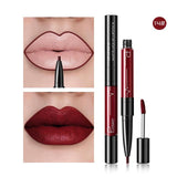 Pudaier 2 In1 Matte Lip Gloss Lip Liner Maquiagem Profissional Completa Agate Red Lip Tint Plumper Tattoo Makeup Liquid Lipstick