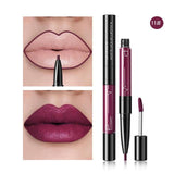 Pudaier 2 In1 Matte Lip Gloss Lip Liner Maquiagem Profissional Completa Agate Red Lip Tint Plumper Tattoo Makeup Liquid Lipstick