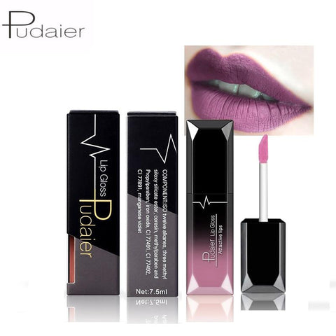 Pudaier 21 Colors Matte and Metallic Matte Liquid Lipstick Lips Make up Nude Lipstick Waterproof Lip Gloss Cosmetics Makeup