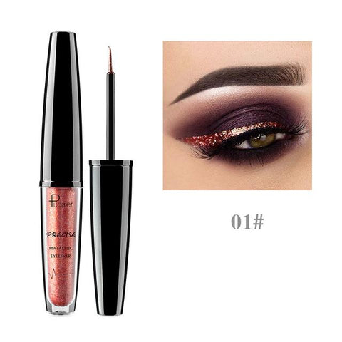 Pudaier Liquid Glitter Eyeliner Maquiagem Profissional Metallic Silver Waterproof Shimmer Eyeliner for Eyeshadow Eyes Makeup