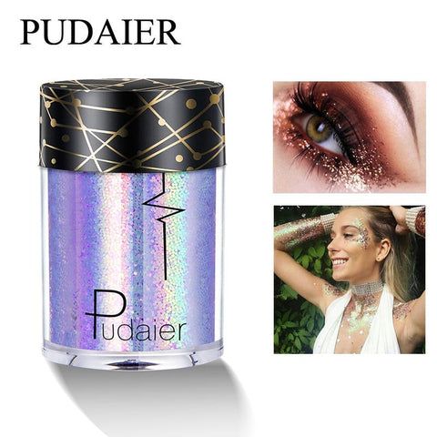 Pudaier Luster Glitter Shadow Powder Pigment Shiny Eye Body Glitter Holographic Eye Single Eye Glitter Festival Party Makeup