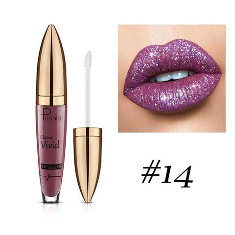 Pudaier Sexy Color Changing Glitter Lipstick Liquid Metallic Lip Gloss Diamond Waterproof Pearl Lipgloss Women Makeup Lip Batom