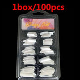 Putimi 100pcs Half-cover Nail Tips Natural/transparent Acrylic UV Gel False Nail Tips Manicure Half Fake Nail Art Tips Extension