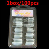 Putimi 100pcs Half-cover Nail Tips Natural/transparent Acrylic UV Gel False Nail Tips Manicure Half Fake Nail Art Tips Extension