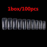 Putimi 100pcs Half-cover Nail Tips Natural/transparent Acrylic UV Gel False Nail Tips Manicure Half Fake Nail Art Tips Extension