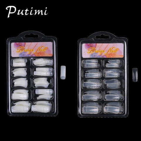 Putimi 100pcs Half-cover Nail Tips Natural/transparent Acrylic UV Gel False Nail Tips Manicure Half Fake Nail Art Tips Extension