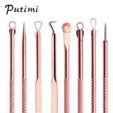 Putimi 4Pcs/Set Rose Gold Acne Blackhead Removal Needles Pimple Spot Comedone Extractor Cleanser Beauty Face Clean Care Tools