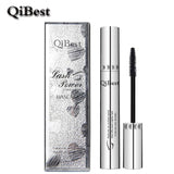 QiBest Bushy Mascara Waterproof Non-Smudge Silicone Brush Rimel 3d Colossal Curling Black Mascara Fibre Eye Makeup Silver Tube