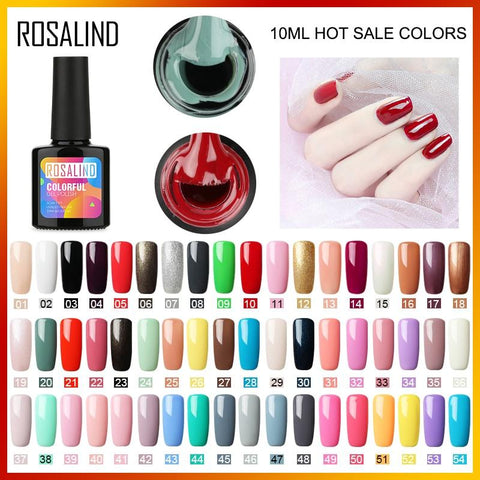 ROSALIND 10ML Nail Polish 58 Colors UV LED Nail Gel Polish UV LED Nail Art Lacquer Semi Permanent Soak-off Gel White Varnish