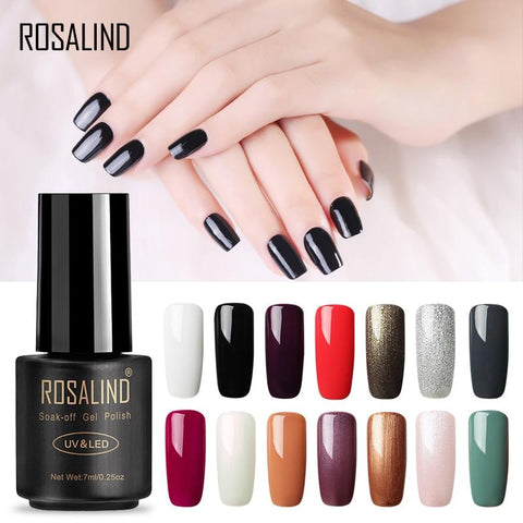 ROSALIND 7ML 01-30 Semi Permanent Soak Off Salon UV Nail Gel Polish Primer Nail Art Lacquer Top Base Coat Needed Gel Varnishes