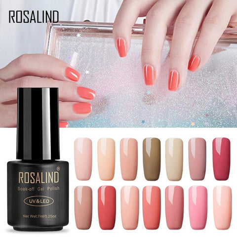 ROSALIND 7ML Gel Polish Nude Color Gel Nail Polish Semi Permanent Nail Art UV LED Acrylic Soak Off Gel White Varnish