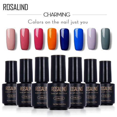ROSALIND 7ML Nail Polish Gorgeous Color Nail Gel Polish Vernis Semi Permanent Top Coat Base Coat Gel Nail Varnishes Gelpolish
