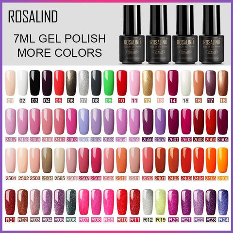 ROSALIND 7ml Gel Polish Nail Art Gel Nail Polish Set For Manicure Soak Off White Primer Semi Permanent UV Gel Hybrid Lacquer