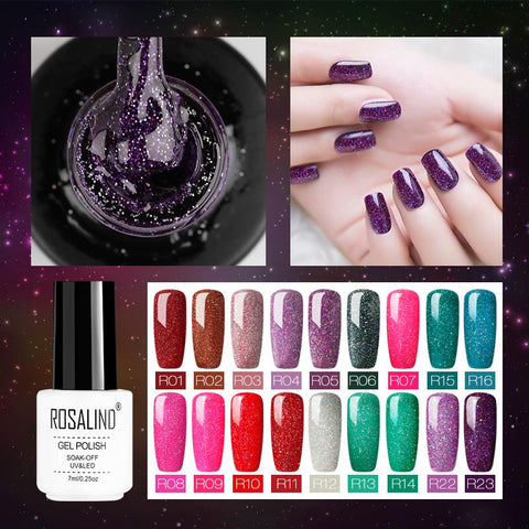 ROSALIND Gel For Nail Polish Set uv 7ML White Bottle Nails Art Gel Soak Off Rainbow Series Set For Manicure Gel Varnish Top Coat