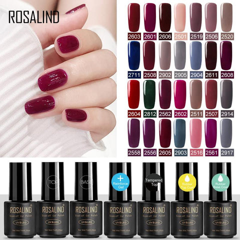 ROSALIND Gel Nail polish Nails Gel Primer Semi Permanent Top Coat UV 7ML Colors All for manicure Hybrid Nail Art Gel Polish