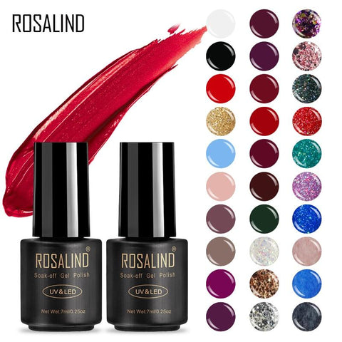 ROSALIND Gel Polish Hybrid Nail Art Gel Glitter Top Base Coat 7ML UV Vernis Semi Permanent All for manicure Acryl Gel Lak