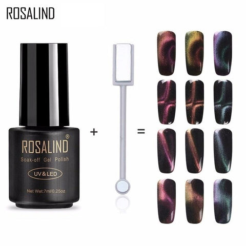 ROSALIND Gel Polish Nails 3D Magnet Magic Cat Eye Gel Nail Polish Varnish Long-lasting Nail Art Soak Off UV Hybrid gel lacquer