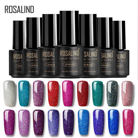 ROSALIND Nails Gel Polish Lucky Hybrid Varnish Set rainbow 7ML Semi Permanent Primer Base for Nail Art Poly UV Gel Nail Polish