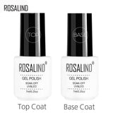 ROSALIND Top Base Coat Gel Polish UV Shiny Sealer Soak off Reinforce 7ml Long Lasting Nail Art Manicure Gel Lak Varnish Primer