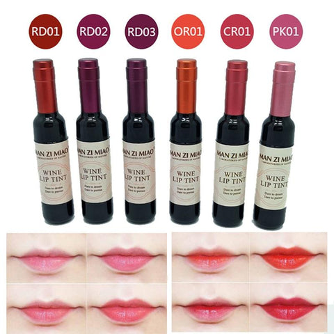 Red Wine Bottle Matte lip tint Lip Gloss Waterproof Long Lasting Lipgloss Moisturize Lip Tint Cosmetic Liquid Lipstick 6 Colors