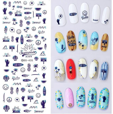 Rocooart DS255 DIY Water Transfer Nails Art Sticker Colorful Purple Fantacy Flowers Nail Stickers Wraps Foil Sticker manicure