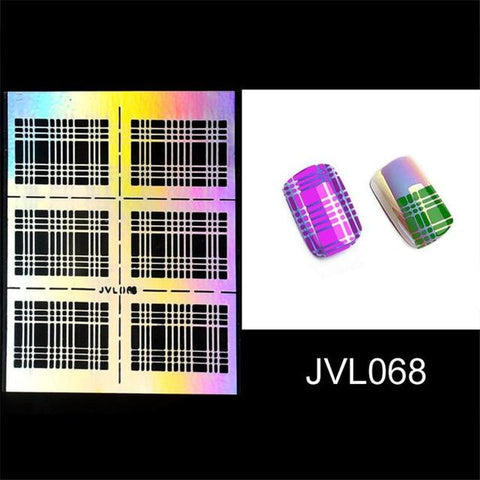 Rosalind 1 Sheets DIY Manicure Irregular Grid Stencil Reusable Nail Art Vinyls Hollow Stickers Stamping Template Nail Tools