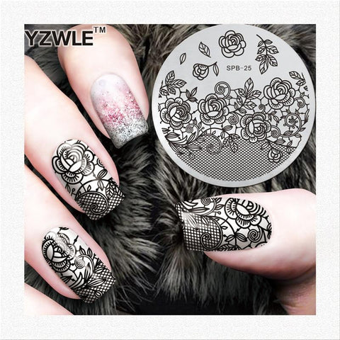 Rose Christmas Vintage Pattern Stamping Nail Art Image Plate 5.6cm Stainless Steel Template Polish Manicure Stencil Tool