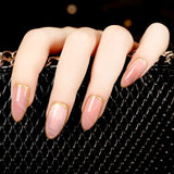 Rose Gold 24 Full Cover False Nails Gorgeous Glitter Ballerina Acrylic Nail Tips 12 sizes Full Coverage DIY Tips with Adhesive