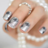 Rose Gold 24 Full Cover False Nails Gorgeous Glitter Ballerina Acrylic Nail Tips 12 sizes Full Coverage DIY Tips with Adhesive