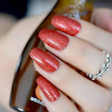 Rose Gold 24 Full Cover False Nails Gorgeous Glitter Ballerina Acrylic Nail Tips 12 sizes Full Coverage DIY Tips with Adhesive