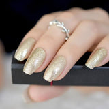 Rose Gold 24 Full Cover False Nails Gorgeous Glitter Ballerina Acrylic Nail Tips 12 sizes Full Coverage DIY Tips with Adhesive