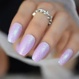 Rose Gold 24 Full Cover False Nails Gorgeous Glitter Ballerina Acrylic Nail Tips 12 sizes Full Coverage DIY Tips with Adhesive