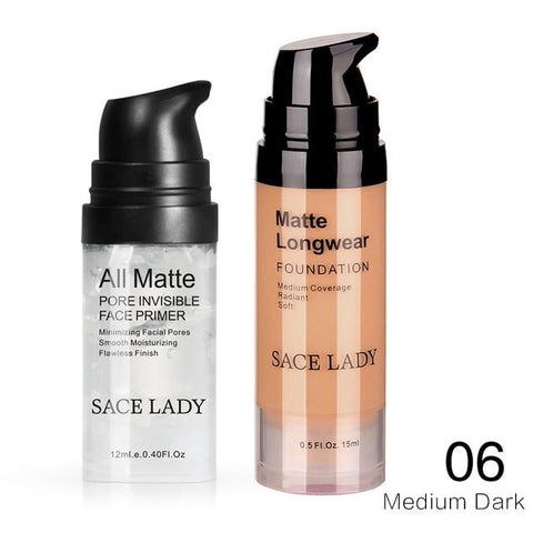 SACE LADY Face Primer Makeup Set Liquid Foundation Cream Waterproof Matte Base Make Up Natural Concealer Oil-control Cosmetic