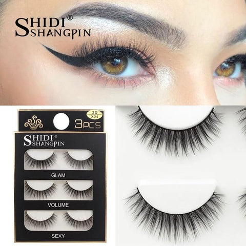 SHIDISHANGPIN 3 pairs mink eyelashes natural fake eye lashes make up handmade 3d mink lashes false lash volume eyelash extension