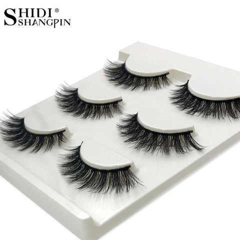 SHIDISHANGPIN 3 pairs mink eyelashes natural long eyelashes 10mm handmade false lashes false eyelashes 3d mink lashes cilios