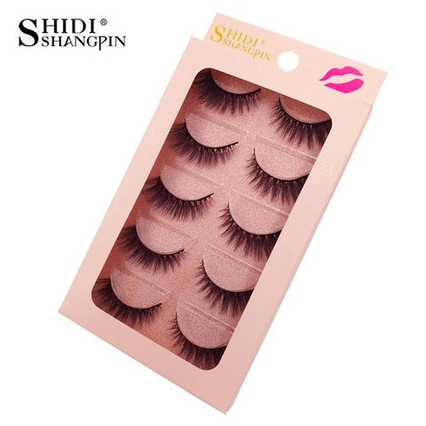 SHIDISHANGPIN 5 Pairs mink eyelashes natural long 3d eyelashes 1cm-1.5cm 3d mink lashes hand made 3d false lashes false eyelash