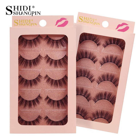 SHIDISHANGPIN 5 Pairs mink eyelashes natural long 3d eyelashes 1cm-1.5cm 3d mink lashes hand made 3d false lashes false eyelash