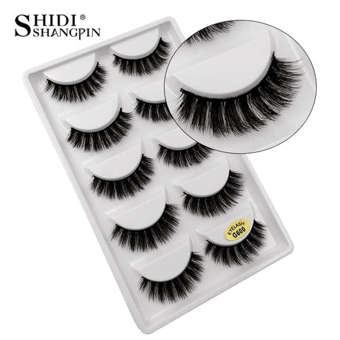 SHIDISHANGPIN 5 pairs eyelashes hand made 3d mink lashes natural long soft mink eyelashes full strip lashes makeup false eyelash