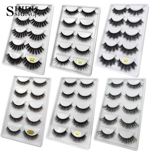 SHIDISHANGPIN 5 pairs mink eyelashes natural 3d mink lashes beauty essentials 3d false lashes false eyelashes full strip lashes