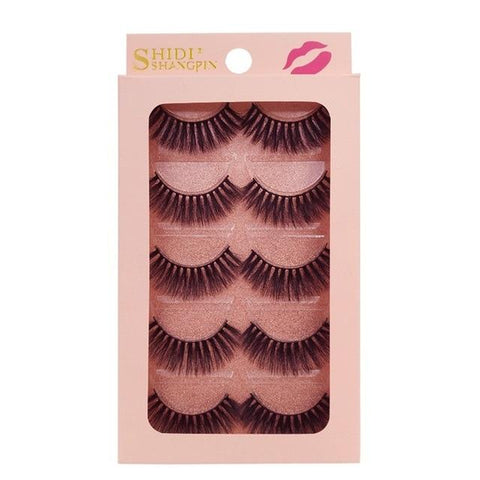 SHIDISHANGPIN 5 pairs mink eyelashes natural  long 3d mink lashes hand made false eyelash full strip lashes makeup 3d false lash