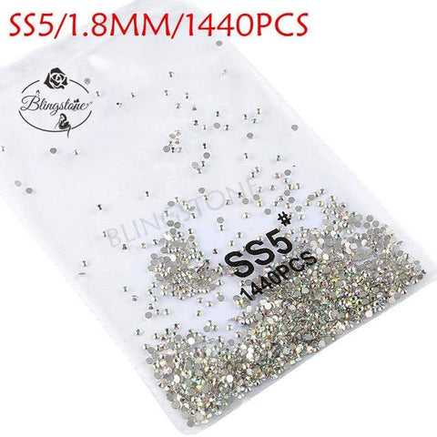 SS3-SS8 1440pcs Super Glitter Flatback Multicolor Non HotFix Rhinestones For Nail Art Decoration Shoes And Dancing Decoration