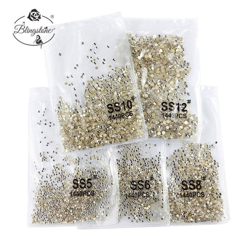 SS3-SS8 1440pcs Super Glitter Flatback Multicolor Non HotFix Rhinestones For Nail Art Decoration Shoes And Dancing Decoration