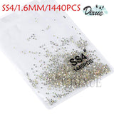 SS3-ss8 1440pcs Clear Crystal AB gold flack 3D Non HotFix FlatBack Nail Art Decorations Flatback Rhinestones for Clothing 073