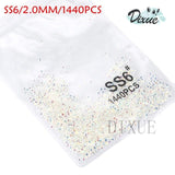 SS3-ss8 1440pcs Clear Crystal AB gold flack 3D Non HotFix FlatBack Nail Art Decorations Flatback Rhinestones for Clothing 073