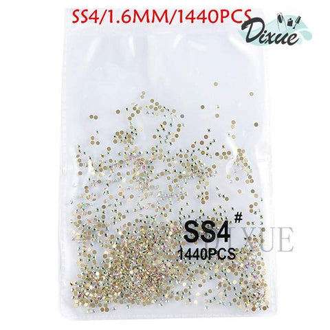 SS3-ss8 1440pcs Clear Crystal AB gold flack 3D Non HotFix FlatBack Nail Art Decorations Flatback Rhinestones for Clothing 073