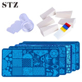 STZ 11pcs Nail Art Stamp Plate Stamping Jelly Stamper Scraper Set Gradient Sponge Nail Templates Stencil Christmas Manicure #804