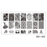 STZ 1pcs Nail Art Stamping Plate Template Lace Flower Leaf Butterfly Stencils Stamp for Nails Polish Mold Manicure Tools BC01-20