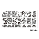 STZ 1pcs Nail Art Stamping Plate Template Lace Flower Leaf Butterfly Stencils Stamp for Nails Polish Mold Manicure Tools BC01-20