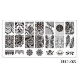 STZ 1pcs Nail Art Stamping Plate Template Lace Flower Leaf Butterfly Stencils Stamp for Nails Polish Mold Manicure Tools BC01-20