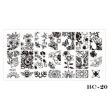 STZ 1pcs Nail Art Stamping Plate Template Lace Flower Leaf Butterfly Stencils Stamp for Nails Polish Mold Manicure Tools BC01-20